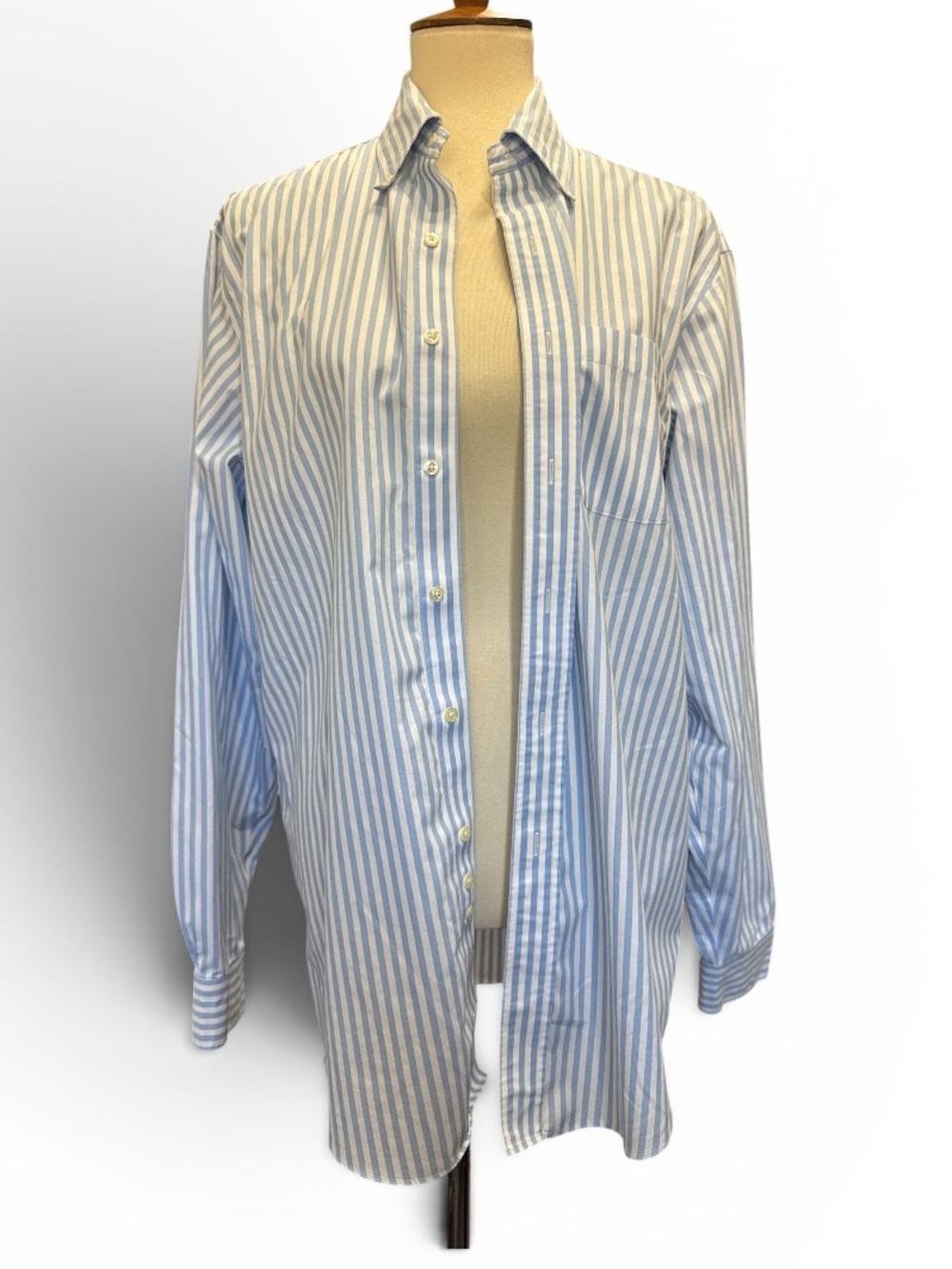 Brooks Brothers Light Blue and White Striped Dress Shirt #564